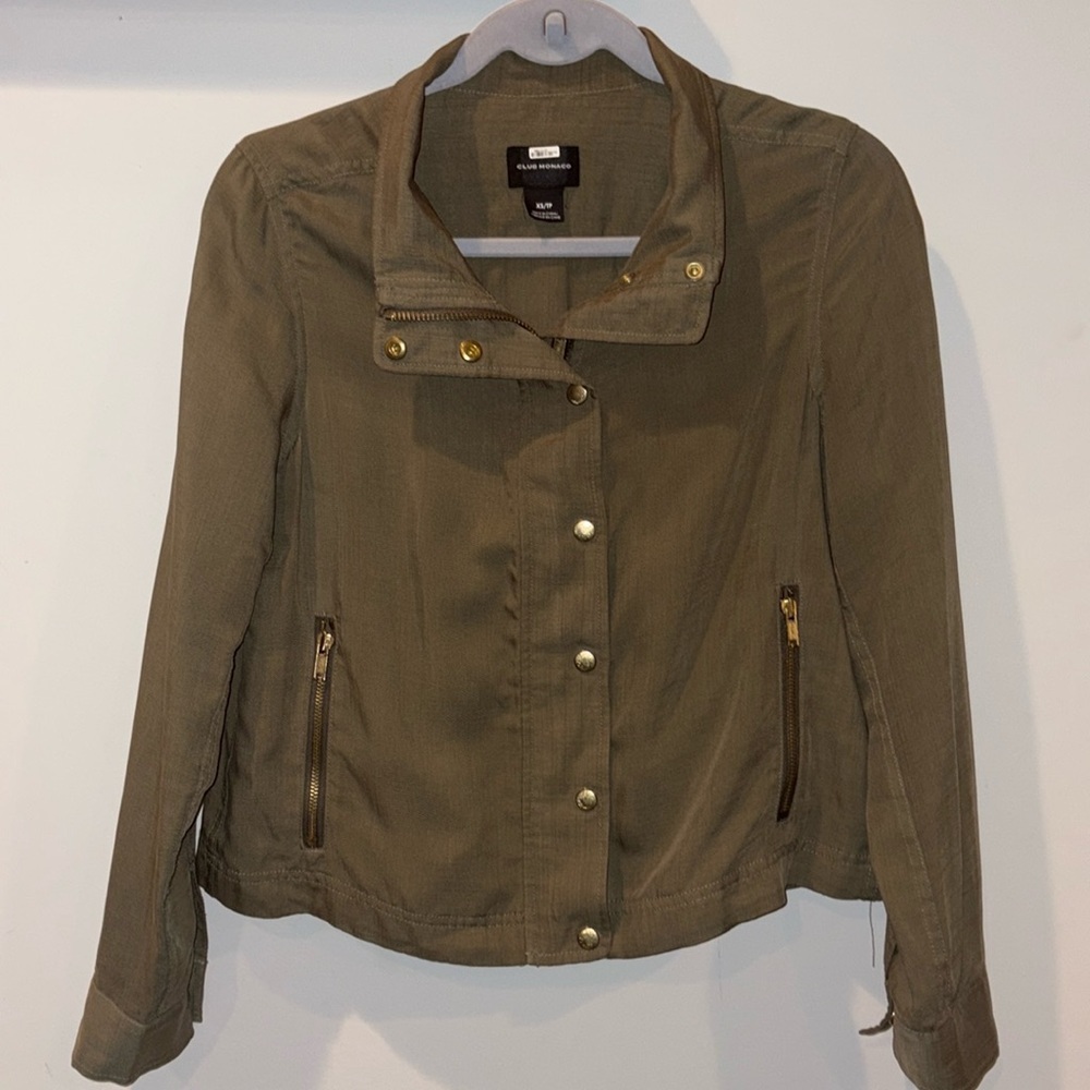 Club Monaco Darby Tencel Utility Shirt Jacket Size XS Olive Green - Picture 2 of 14